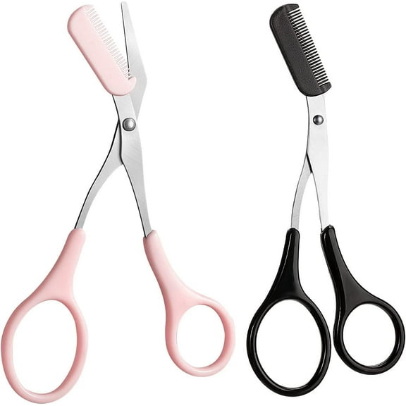 2PCS Eyebrow Trimmer Scissors with Comb Professional Eyebrow Comb Scissors Stainless Steel Precision Eyebrow Scissors Eyebrow Trimming Tool Small Eyebrow Grooming Beauty Tool for Men Women