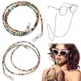 thumbnail image 1 of 2PCS Eyeglasses Chain, Eyeglass Chains Holders Beaded Glasses, Cord Anti-slip Glasses for Women Glasses Cord Lanyard , Sports (Green, Pink, 1 of 7