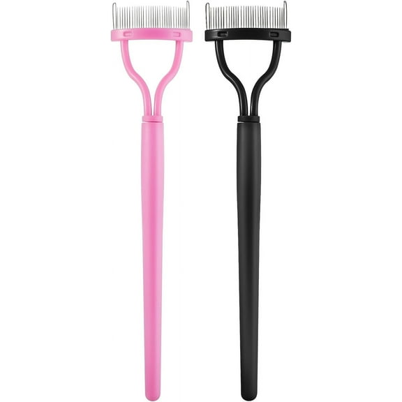 2PCS Eyelash Comb Eyelash Separator Eyebrow Mascara Brush Applicator Metal Mascara Tools for Girls and Women Professional Eye Makeupblack/pink