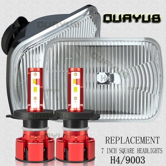 2PCS FOR Sterling Commercial Truck LT9500 5x7'' 7x6'' LED Crystal Clear Glass Lens Headlight Set