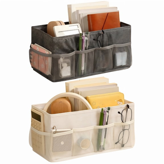 2PCS Fabric Dust-Proof Organizer Bins For Desktop Storage In Elegant Design