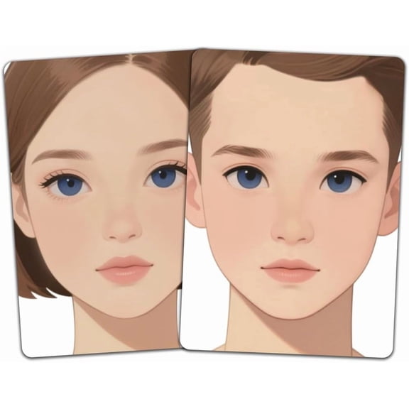 2PCS Face Painting Practice Board Reusable Makeup Practice A4 Board Facial Paint Exercise Template Stage Festival Carnival Makeup Training Sheet for Face Painter (Brown Hair)