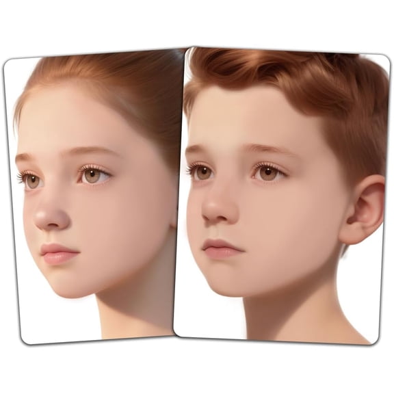 2PCS Face Painting Practice Board Reusable Makeup Practice Board Tool for Face Painter Beginner (Brown Hair Woman & Man)