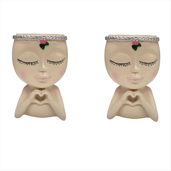 2PCS Face Planter Resin Cute Planter Decorative Plant Pots Flower Face Planter Pots Face Planter