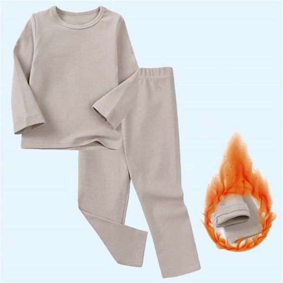 2PCS Fall Girl Clothes Set New Children's Solid Color Round Neck Long Sleeved Shirt with Elastic Waist Long Pants Home Suit Set Style B-39 Gray 4 Years
