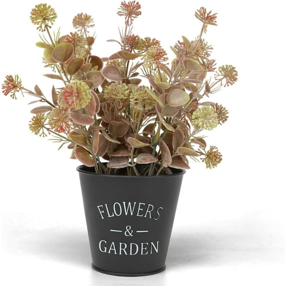 2PCS Fall Potted Fake Plants Artificial Plastic Eucalyptus Plants Fall Decorations for Home Office Desk Farmhouse Room Decor