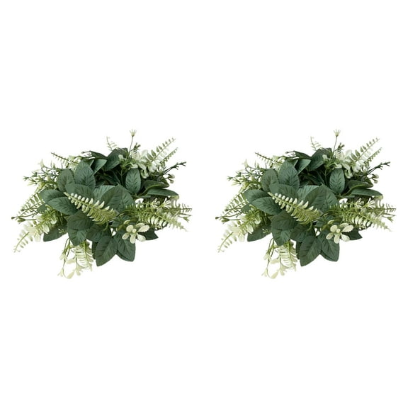 2PCS Eucalyptus Candle Ring - Artificial Greenery Wreath for Pillar Holders - Spring Wedding Centerpiece, Party Table Decor & Elegant Home Decoration in Green