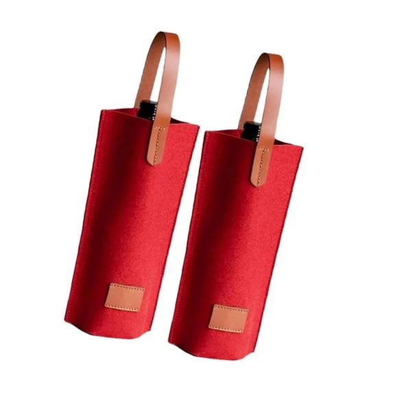 2PCS Felt Wine Bag Gift Bags for Beach BBQs and Casual Gathering Transporting Carriers Bag for Champagne Single Bottle