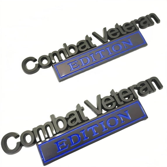2PCS Female Veteran Edition Car Emblems Metal Special Decal 3D Letters Bumper Badge Truck Stickers, Warrior Soldier 3D Sticker, Car Accessories for Vehicle, SUV, Door Decoration (Sliver/Black)
