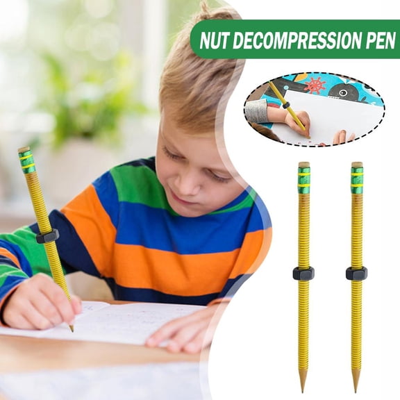 2PCS Fidget Pencil with Nut, Threaded Sensory Tool for ADHD and Anxiety Relief, Silent Stress Relieving Rotating Pen for School Office