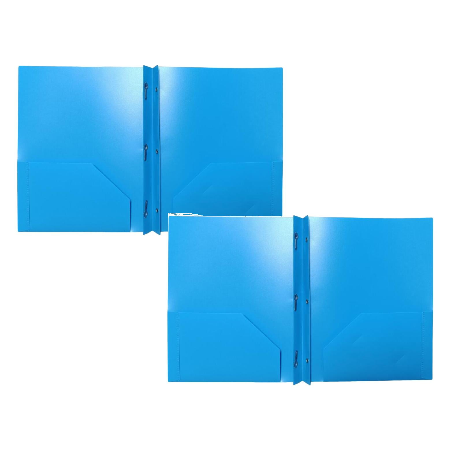 2PCS File Folders, Folders with Pockets and Prongs Blue Two Pocket