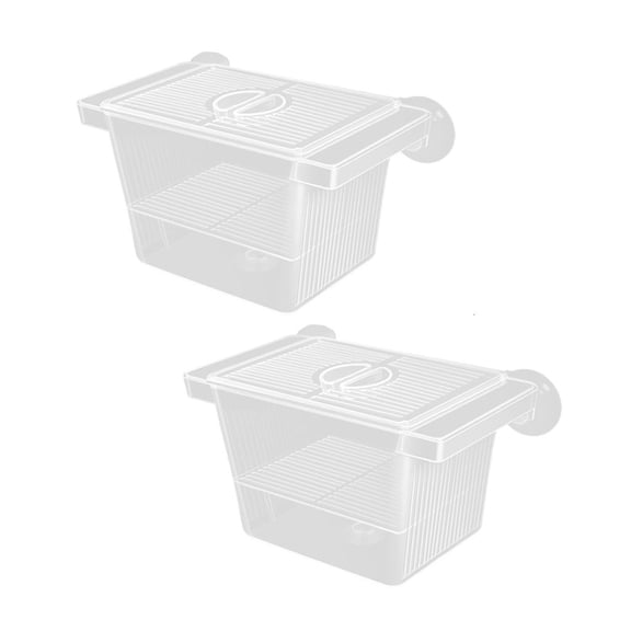 2PCS Fish Breeding Tanks Clear Isolation Container with 2 Dividers For Injured Pregnant Fish And Fry Shelter Plac