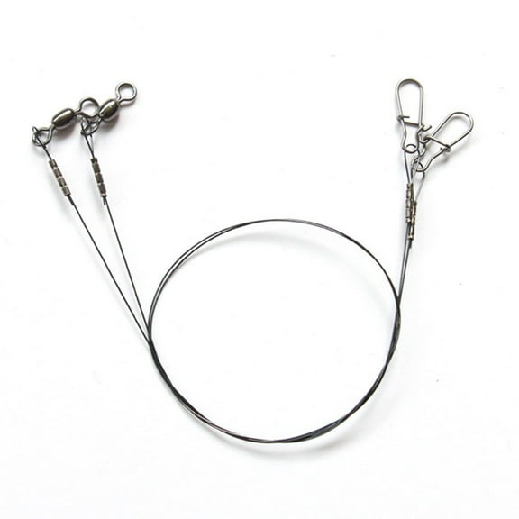2PCS Fishing Titanium Wire Leader Line with Swivel Duo-Lock Snap for Predatoryfish 35cm 18kg
