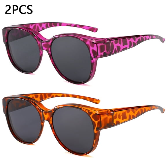 2PCS Fit Over Glasses Sunglasses for Women Men, Oversized Cat Eye Sunglasses Polarized 100% UV400 Protection