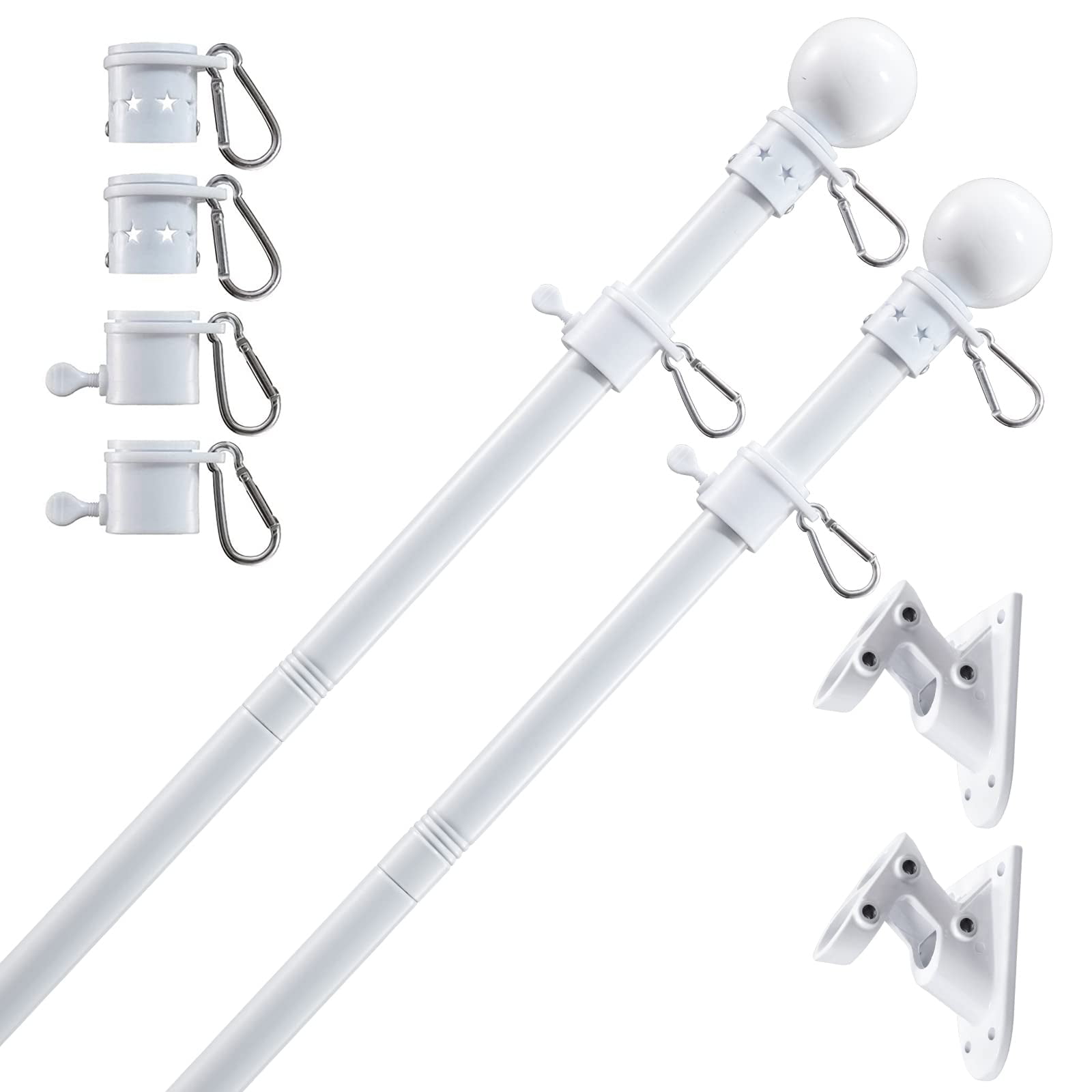2PCS Flag Pole for Outside House, 2 Angle Bracket for Grommet Flags,Banner,Garden Flag,for Outdoor Porch,Yard