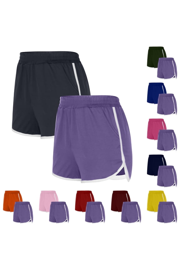 2PCS Flexible Training Shorts Solid Color Shorts For Casual Loose Comfy Elastic Waist Yoga Athletic Short Pants Trendy Beach Shorts With Pockets on Clearance,Army Green 2XL