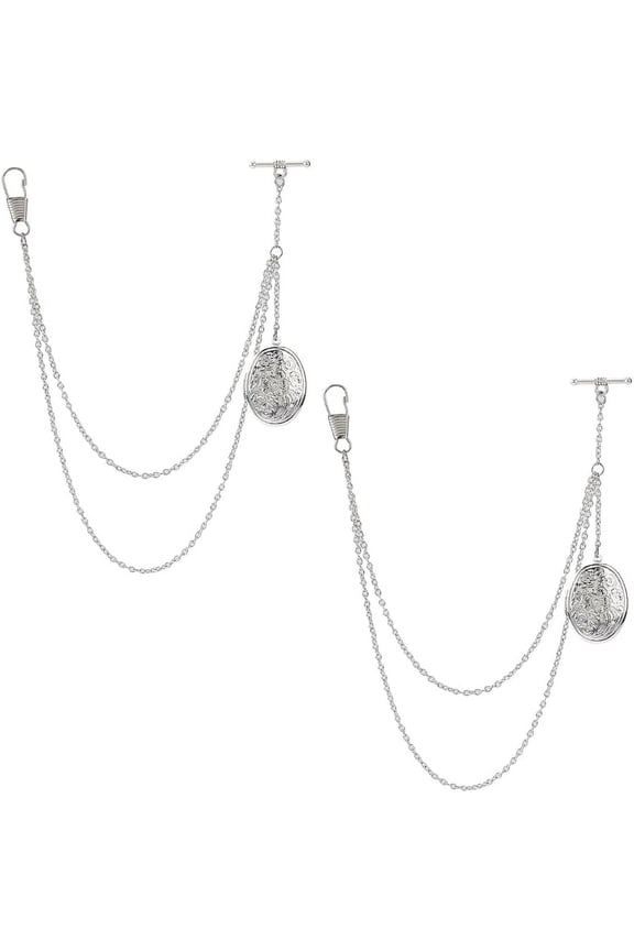 2PCS Flower Pocket Watch Chain Brass Detachable Locket Pendant Watch Chain T-Bar Watch Chain