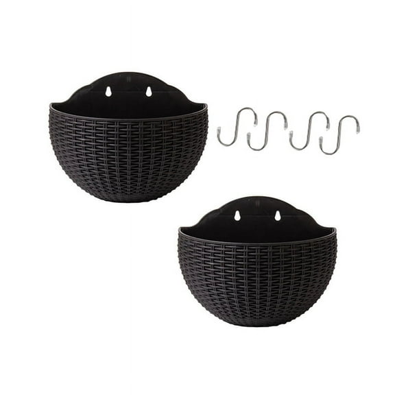 2PCS Flower Pot Wall Mounted Hanging Basket Planter Garden Plant Container Outdoors Solid Color Flowerpot for Balcony