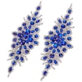thumbnail image 1 of 2PCS Flower Rhinestone Applique Patch 9.2x3.3inch Iron on Blue Rhinestone Patch Wedding Bridal Decorative Floral Beaded AppliqueDIY, 1 of 5