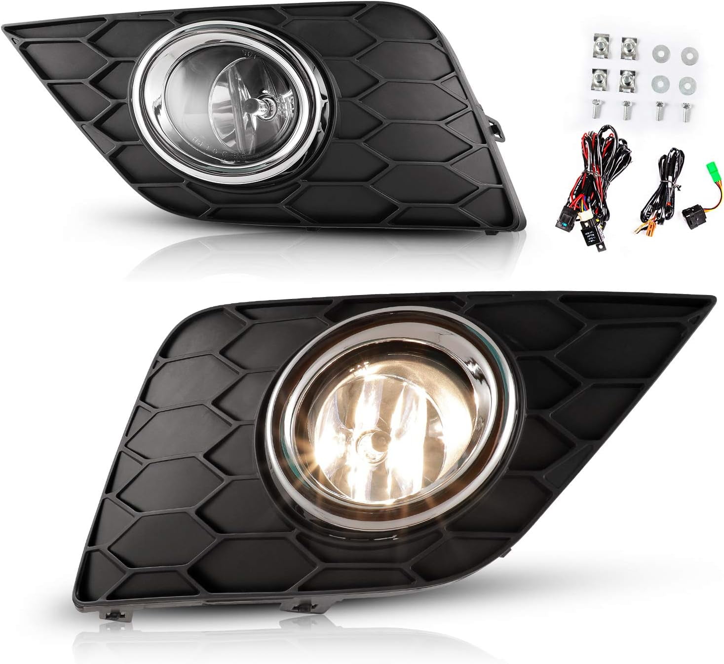 2PCS Fog Lights Assembly for 2016 2017 2018 2019 Nissan Sentra,Clear Lens