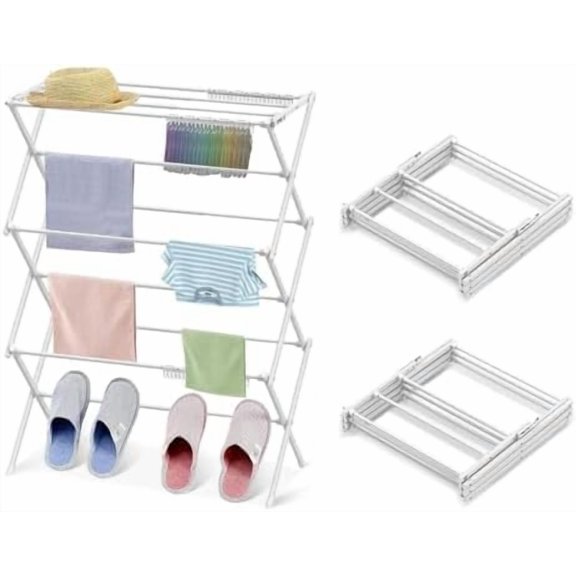 2PCS Foldable Drying Rack Clothing for Laundry Pure White