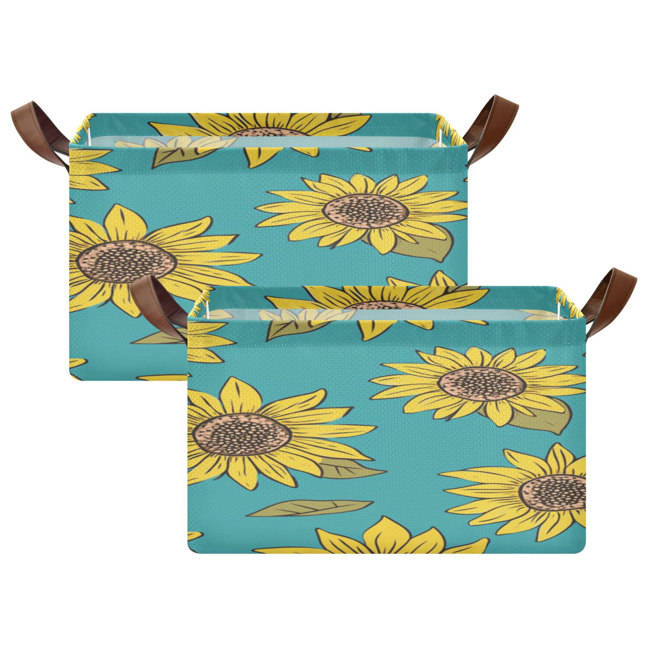 RunningBear Large Collapsible Storage Basket - 20x14 Inch Sunflower Print, Fabric Toy & Laundry Bin - View #6