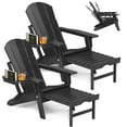 thumbnail image 1 of 2PCS Folding Adirondack Chair with Retractable Ottoman, HDPE All-Weather Resistant Adjustable Backrest Adirondack Chair w/4 in 1 Cup Holder Trays, Black, 1 of 7