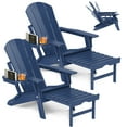 thumbnail image 1 of 2PCS Folding Adirondack Chair with Retractable Ottoman, HDPE All-Weather Resistant Adjustable Backrest Adirondack Chair w/4 in 1 Cup Holder Trays, Navy Blue, 1 of 7