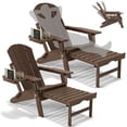 thumbnail image 1 of 2PCS Folding Adirondack Chair with Ottoman, Adjustable Backrest Plastic HDPE Adirondack Chairs w/4 in 1 Cup Holder Tray, Coffee, 1 of 9