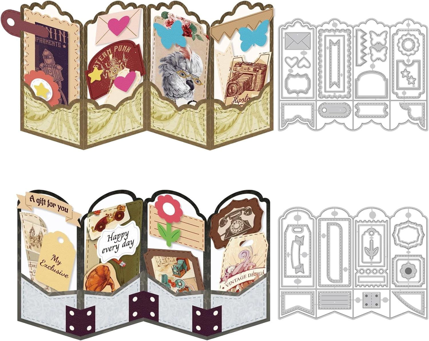 2PCS Folding Greeting Card Cutting Dies Metal Die Cuts forCard Making ...