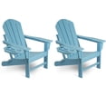 thumbnail image 1 of FOOWIN Folding Adirondack Chair with 4 in 1 Cup Holder Set of 2, HDPE Outdoor Fire Pit Chairs Adirondack Chair Plastic, Light Blue, 1 of 7