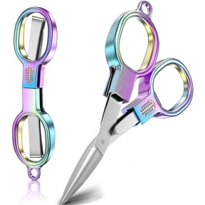 2PCS Folding Scissors, Stainless Steel Safety Portable Mini Travel Small Scissors, Foldable Pocket Badge Scissor, Suitable for Travel, Home, Office, Craft, Sewing, Nurse Accessories