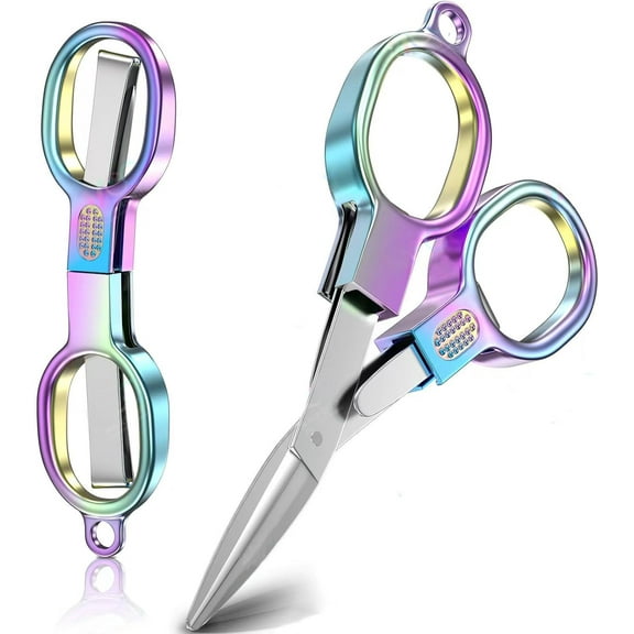 2PCS Folding Scissors, Stainless Steel Safety Portable Mini Travel Small Scissors, Foldable Pocket Badge Scissor, Suitable for Travel, Home, Office, Craft, wing, Nur Accessories