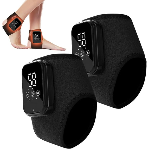 SCNDR 2PCS Black Wire-Less Portable Vibrating Heated Foot Massagers with Smart Timer