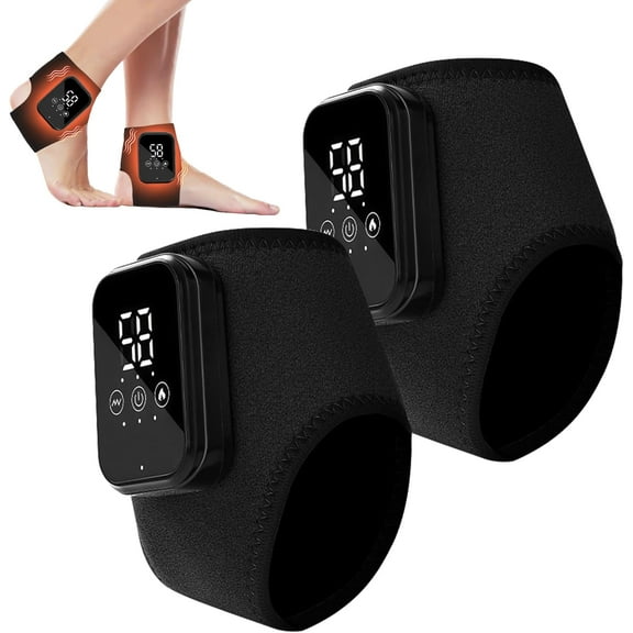2PCS Foot Massager with Smart Timer, 3-in-1 Wire-Less Portable Vibrating Heated Feet Massagers for Neuropathy Pain Relief & Ankle Relaxation & Blood Circulation in Home Office Travel (Black)