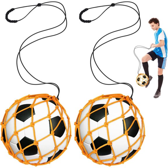 2PCS Football Kick Trainer Soccer Ball Trainer Net Kicker, Fits Ball Size 3, 4, 5, Solo Soccer Kick Practice Training Aid Soccer Return for Youth Adults(Yellow)