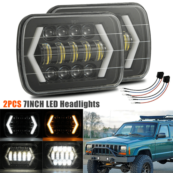 2PCS For Chevy S10 Blazer 1882-1993 For GMC S15 7X6'' Projector LED Headlight High/Low Beam