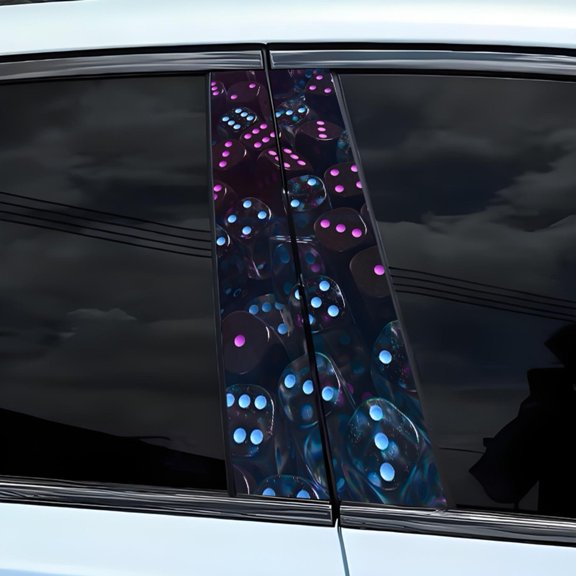2PCS For Dice Car B-Pillar Waterproof Decal Diy Car Door Post Sticker