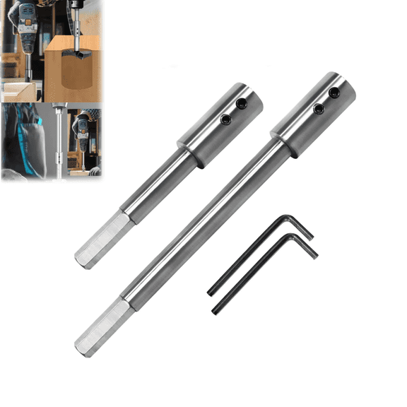 2PCS Forstner Drill bit Extension Kits, 4.5 "and 7" Long Forstner Drill bit Extensions, Suitable for 3/8 "Circular or Hexagonal Axes, Suitable for Processing Wooden Furniture, Wood, etc.(wwx)