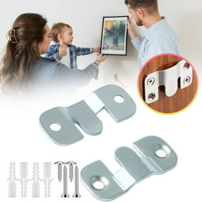 2PCS French Cleat Hanger, Interlocking Picture Hanging Tool Kit, Stainless Steel Mirror Hang Hardware, Flush Wall Mount Bracket, Buckle Hook for Art Frame (1.61in,2 Holes)