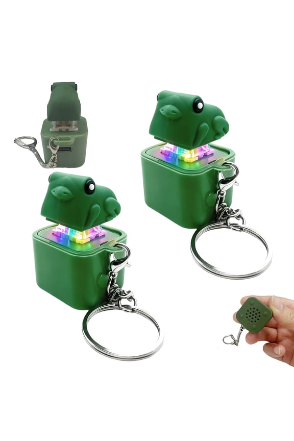 2PCS Frog Croaking Fidget Toy Keychain, Rechargeable LED Keyboard Clicker, Portable Sensory Fidget Toy for Adult Anxiety Stress Relief