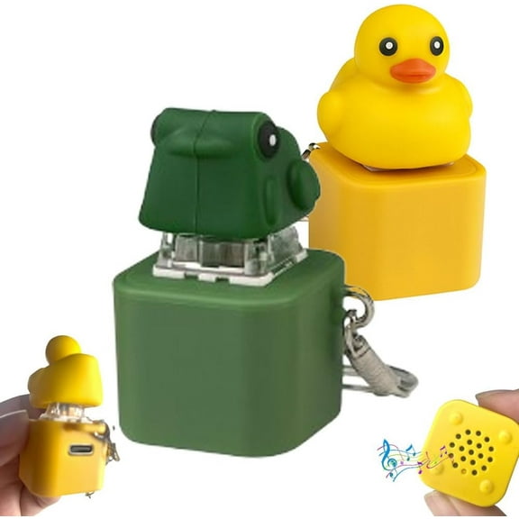 2PCS Frog Croaking Fidget Toy - Rechargeable Frog/Pig Croaking Keychain,Keyboard Clicker Fidget Toys,Stress Reliever with Colorful Lights,Stress Reliever for Anxiety & Sensory Fun