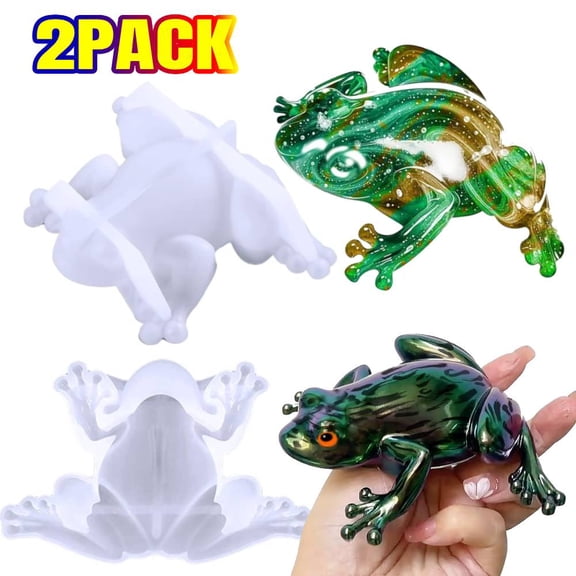 2PCS Frog Shape Resin Molds, Animal Silicone Molds 3D Cute Resin Molds for Epoxy Casting, Unique Display Frog Mould for DIY Crafts Wall Desktop Home Decoration