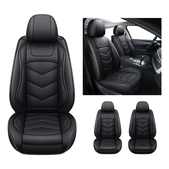 2PCS Front Car Seat Covers for Subaru Forester Outback WRX STI Tribeca, Waterproof PU Leather Seat Cushion Protector Black