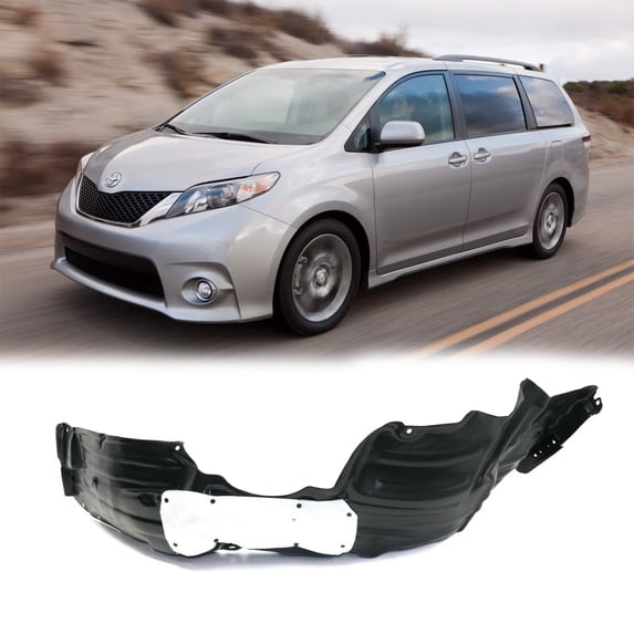 2PCS Front Fender Liner Set For 2011-2014 Toyota Sienna w/ Insulation Foam