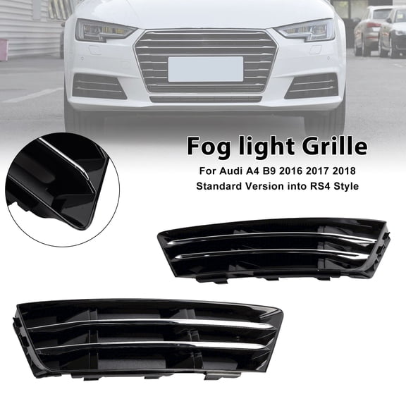 2PCS Front Fog Light Grille Lower Bumper Grill Fit AUDI A4 B9 2016-2018