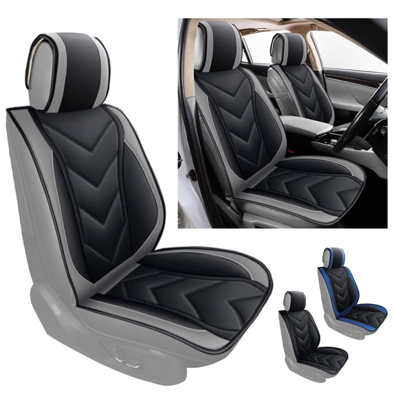 2PCS Front Seat Car Seat Covers for Forte Amanti Cadenza K900 Sorento Soul, Durable PU Leather Auto Cushion Protector Black
