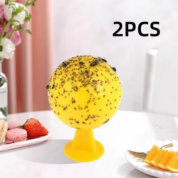 2PCS Fruit Fly TrapsSticky Gnat Catcher Balls - Orange Adhesive Fly Traps for Indoor/Outdoor Use