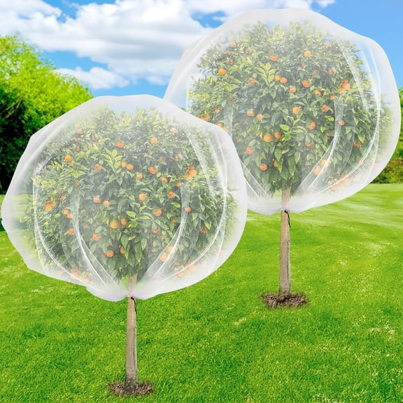 2PCS Fruit Tree Netting with Drawstring, 8.2 x 6.6 ft Ultra-Fine Mesh Garden Insect & Bird Protection Cover, Breathable Reusable Tree Netting for Citrus, Apple, Peach & Shrubs