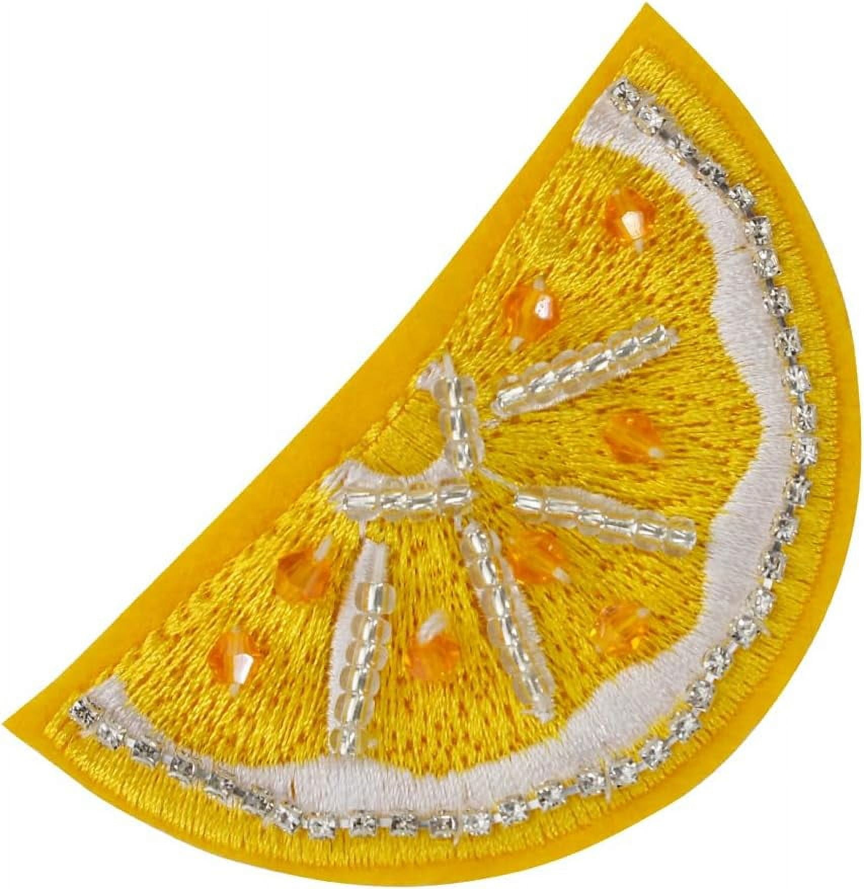 2PCS Fruits Beaded Sew on Patches Lemon Orange Cherry Sequins Rhinestone Sew on Embroidery Beaded Emblem DIY Costume Craft Applique (E)